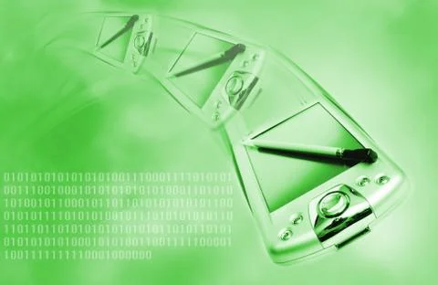 Pda on green abstract background Stock Photos