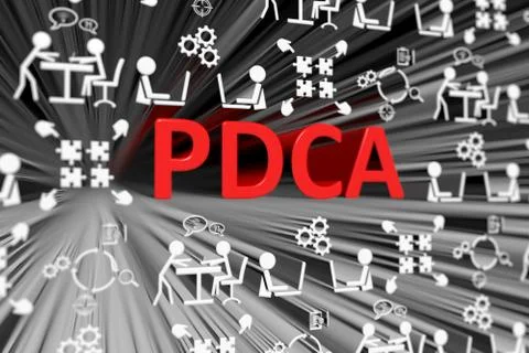 PDCA concept blurred background 3d render illustration 스톡 일러스트