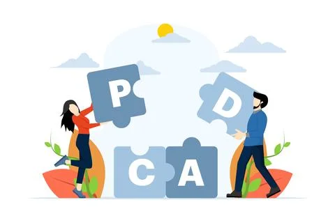 PDCA Cycle Concept, managing work processes for better improvement. Stock Illustration