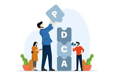 PDCA Cycle Concept, managing work processes for better improvement. Stock Illustration