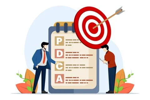 PDCA goal setting concept, acronym with specific, measurable, achievable. Stock Illustration