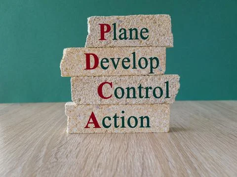PDCA, plan develop control action symbol. Foto stock