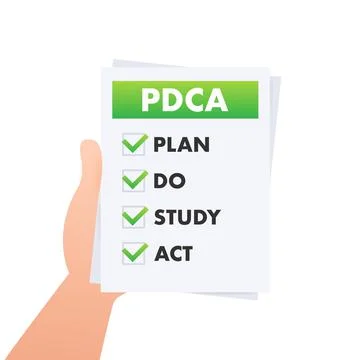 PDCA - Plan Do Check Act, quality cycle. Improvement tool. Vector stock Stock Illustration