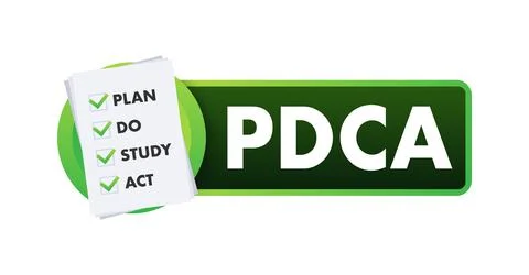 PDCA - Plan Do Check Act, quality cycle. Improvement tool. Vector stock Stock Illustration