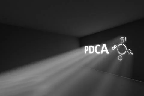 PDCA rays volume light concept 3d illustration Illustrazione stock