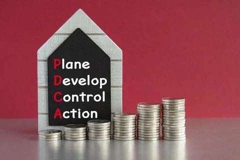 PDCA symbol. Concept words Plan Develop Control Action Stock Photos