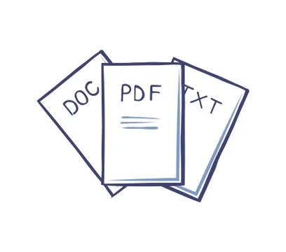Pdf and Doc Txt Documents Isolated Icons Vector Stock Illustration