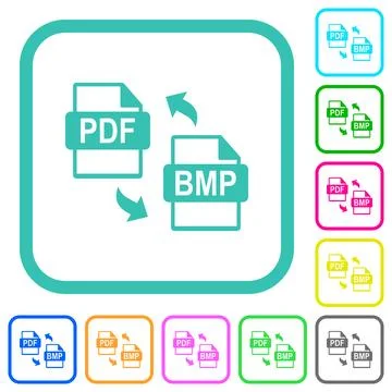 PDF BMP file conversion vivid colored flat icons Illustrazione stock
