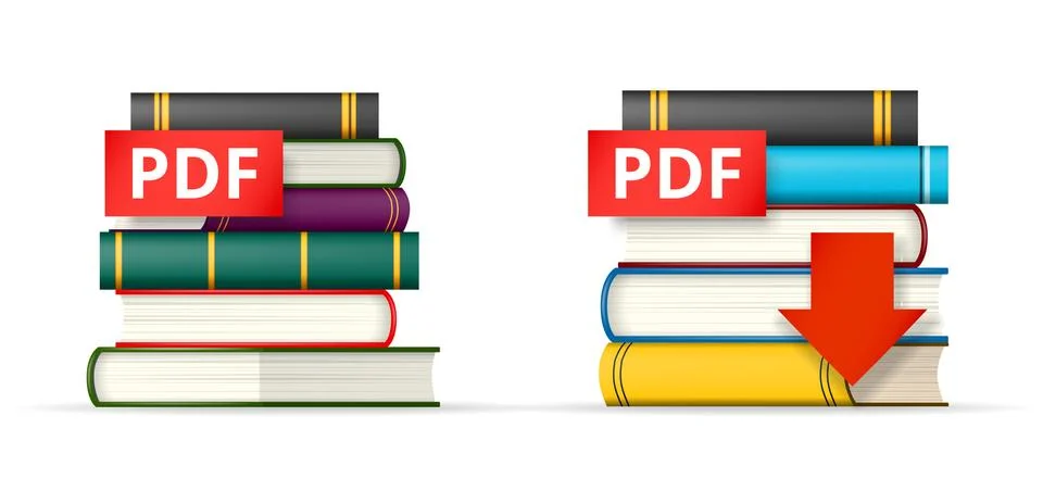 PDF books stacks  icons Stock Illustration