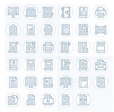 Pdf Detail Enhanced Vector Set with 35 128x128 Regular Line Icons Stock Illustration