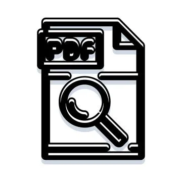 Pdf document file search magnifying glass icon Stock Illustration