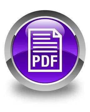 PDF document icon glossy purple round button Stock Illustration