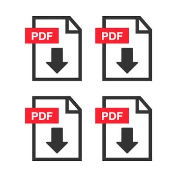 PDF Document icon set. File Icons. PDF file download icon Stock Illustration