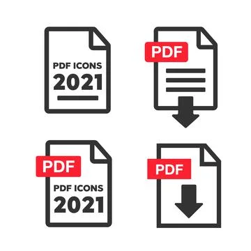 PDF Document icon set. File Icons. PDF file download icon Stock Illustration