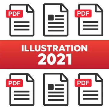 PDF Document icon set. File Icons. PDF file download icon Stock Illustration