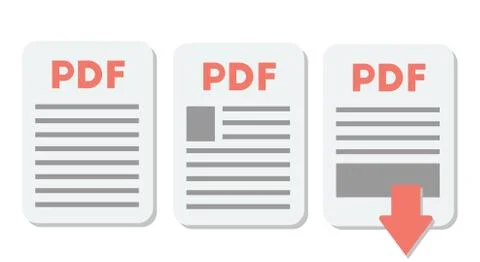 PDF document icon Set. Vector file format symbol. Stock Illustration