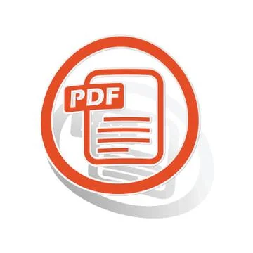 PDF document sign sticker, orange Illustrazione stock