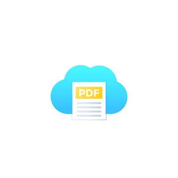 PDF document upload to cloud, icon for web Stock Illustration
