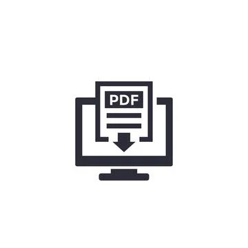 PDF download with computer icon Illustrazione stock