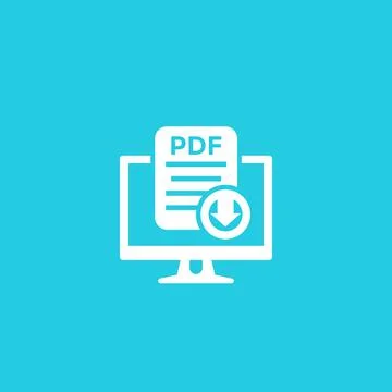 PDF download to computer, pc icon Illustrazione stock