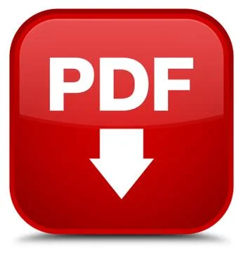 PDF download icon special red square button Stock Illustration