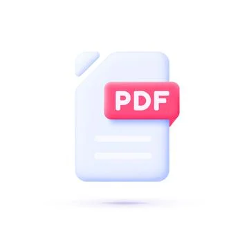 PDF file in 3D style on white background. Flat 3d file for web design. Web 스톡 일러스트