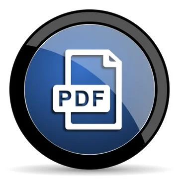 Pdf file blue circle glossy web icon on white background, round button for in Stock Illustration