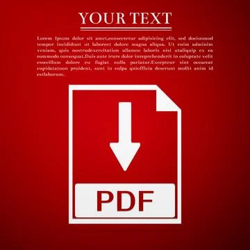 PDF file document flat icon on red background. Vector Illustration 스톡 일러스트