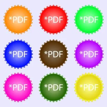 PDF file document icon. Download pdf button. PDF file extension symbol. A set Stock Illustration