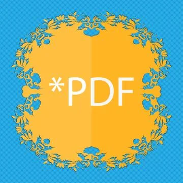 PDF file document icon. Download pdf button. PDF file extension symbol. Floral f Stock Illustration