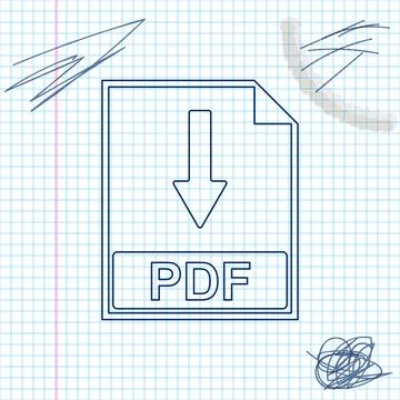 PDF file document line sketch icon isolated on white background. Download PDF Illustrazione stock