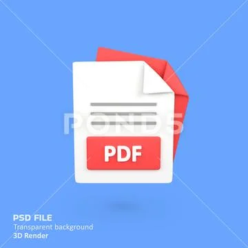 PDF file document type isolated 3d render icon illustration PSD Template