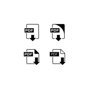 PDF file download button icon. Vector on isolated white background. EPS 10. Stock Illustration
