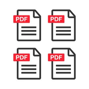 PDF file download icon. Document text, symbol web format information Stock Illustration