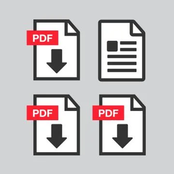 PDF File download icon. Document text, symbol web format information. Documen Stock Illustration