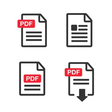 PDF file download icon. Document text, symbol web format information Stock Illustration