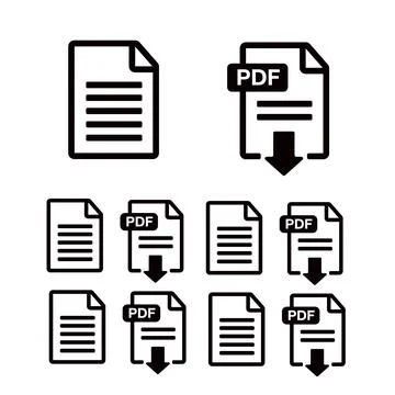 PDF file download icon. Document text, symbol web. Document icon set Stock Illustration