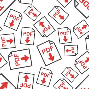 PDF file download seamless pattern background icon. Flat vector illustration. Stock Illustration