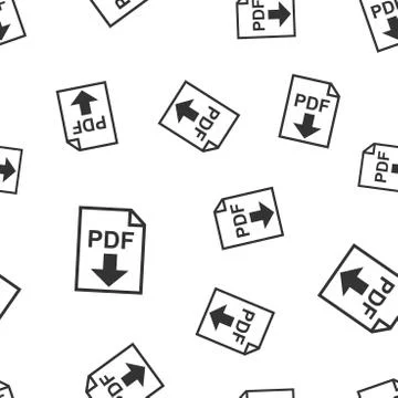 PDF file download seamless pattern background icon. Flat vector illustration. Stock Illustration