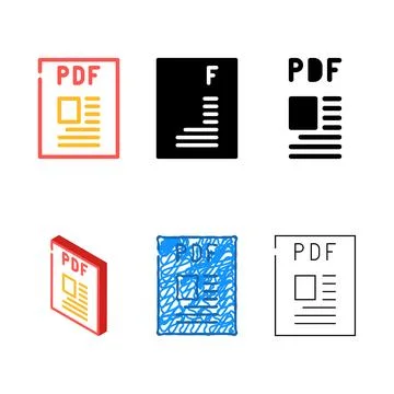 Pdf file format document color icon styles vector 스톡 일러스트