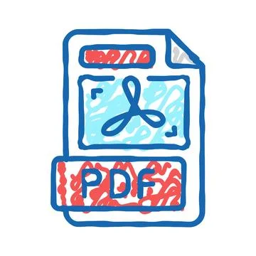 Pdf file format document icon doodle illustration Illustrazione stock