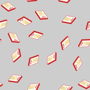 Pdf file format document isometric icon seamless pattern Stock Illustration