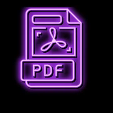 Pdf file format document neon glow icon illustration Illustrazione stock