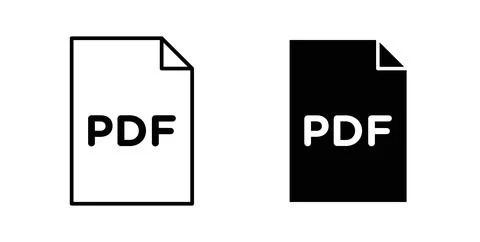 PDF file icon collection in black, Line icons, flat symbols Stock Illustration