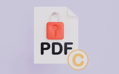 PDF file icon with copyright lock representing protected documents Illustrazione stock
