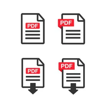 PDF File Icons. Document icon set. File Icons line style illustration Stock Illustration