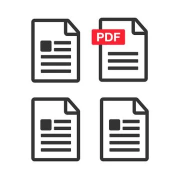 PDF File Icons. Document icon set. File Icons line style illustration Stock Illustration