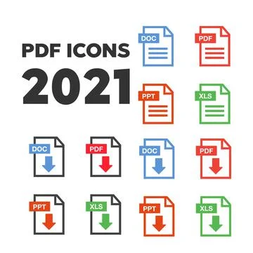 PDF File Icons. Document icon set. File Icons line style illustration Stock Illustration