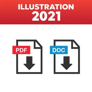 PDF File Icons. Document icon set. File Icons line style illustration Stock Illustration