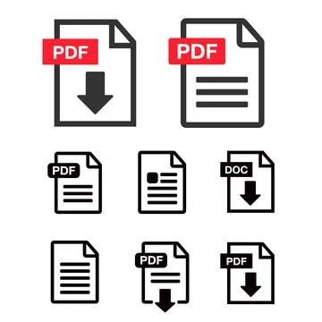 PDF File Icons. Document icon set. File Icons line style illustration Stock Illustration
